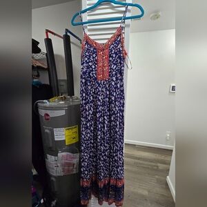 Umgee Navy and Red Floral Maxi Dress